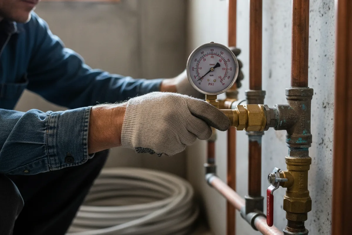 Pressure testing a repaired line during Water Line Repair in Hood